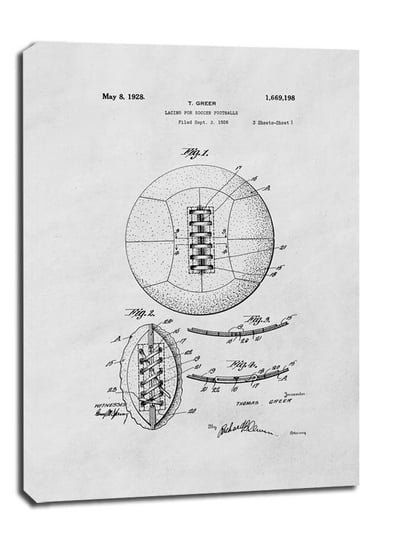 Obraz na płótnie, GALERIA PLAKATU, Patent Retro Piłka Nożna projekt z 1926, 40x50 cm Galeria Plakatu