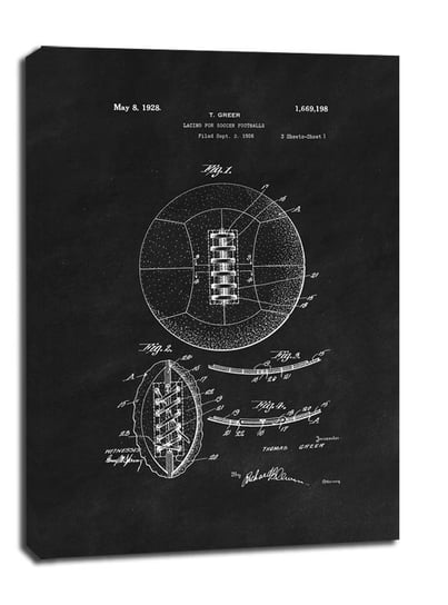 Obraz na płótnie, GALERIA PLAKATU, Patent Retro Piłka Nożna projekt z 1926, czarny, 40x50 cm Galeria Plakatu