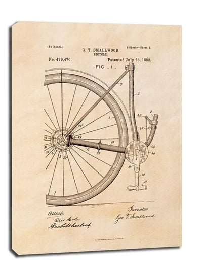 Obraz na płótnie, GALERIA PLAKATU, Patent Rower Projekt z 1892, sepia, 40x60 cm Galeria Plakatu