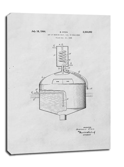 Obraz na płótnie, GALERIA PLAKATU, Patent Sztuka Warzenia Piwa Projekt z 1944, 90x120 cm Galeria Plakatu