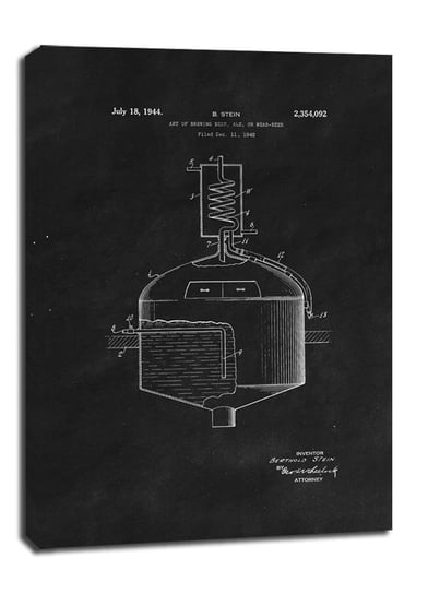 Obraz na płótnie, GALERIA PLAKATU, Patent Sztuka Warzenia Piwa Projekt z 1944, black, 20x30 cm Galeria Plakatu