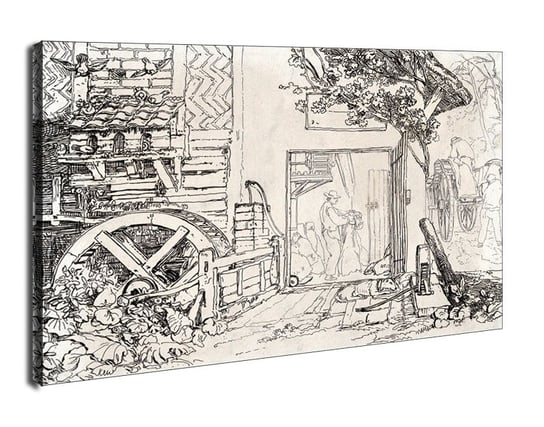 Obraz na płótnie, GALERIA PLAKATU, Pembury Mill, Kent (Liber Studiorum, part III, plate 12), William Turner, 120x90 cm Galeria Plakatu