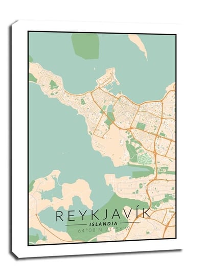Obraz na płótnie, GALERIA PLAKATU, Reykjavik mapa kolorowa, 20x30 cm Galeria Plakatu