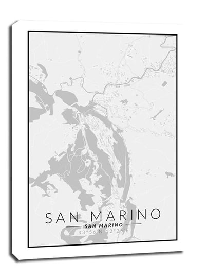Obraz na płótnie, GALERIA PLAKATU, San Marino mapa czarno biała, 90x120 cm Galeria Plakatu