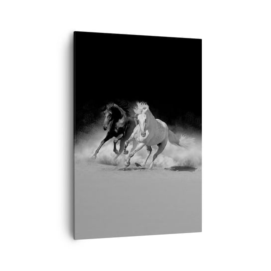 Obraz na płótnie - Galop wolności - 70x100cm - Zwierzęta Koń Galop - Nowoczesny foto obraz w ramie do salonu do sypialni ARTTOR ARTTOR