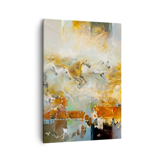 Obraz na płótnie - Galopem przez światło - 50x70cm - Abstrakcja Konie Zwierzęta - Nowoczesny Canvas obraz do salonu do sypialni ARTTOR ARTTOR