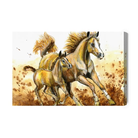 Obraz Na Płótnie Galopujące Konie Malowane Akwarelą 100x70 NC Inna marka
