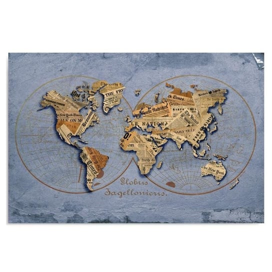 Obraz na płótnie, Gazetowa mapa świata, 40x30 cm Feeby
