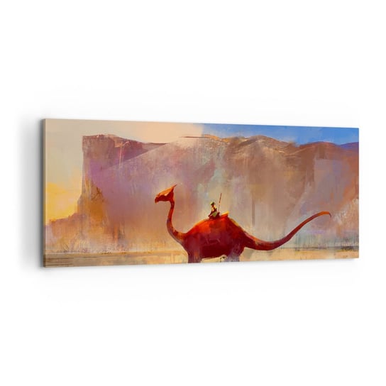 Obraz na płótnie - Gdyby nie wyginęły - 100x40cm - Abstrakcja Dinozaur Fantasy - Nowoczesny foto obraz w ramie do salonu do sypialni ARTTOR ARTTOR