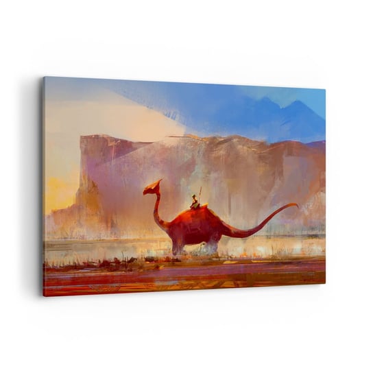 Obraz na płótnie - Gdyby nie wyginęły - 120x80cm - Abstrakcja Dinozaur Fantasy - Nowoczesny obraz na ścianę do salonu do sypialni ARTTOR ARTTOR