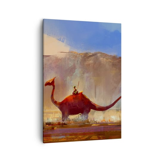 Obraz na płótnie - Gdyby nie wyginęły - 50x70cm - Abstrakcja Dinozaur Fantasy - Nowoczesny Canvas obraz do salonu do sypialni ARTTOR ARTTOR