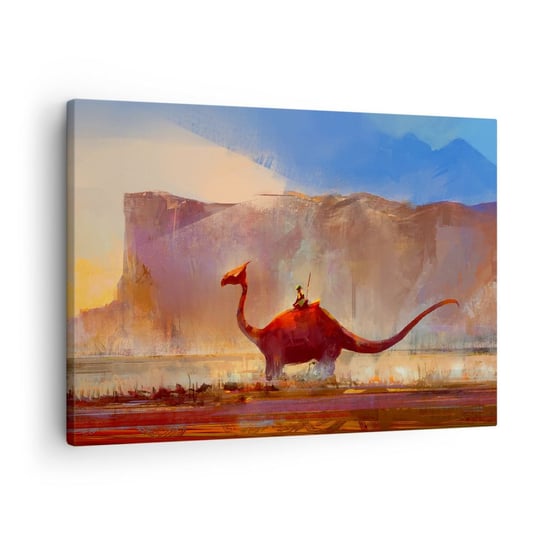 Obraz na płótnie - Gdyby nie wyginęły - 70x50cm - Abstrakcja Dinozaur Fantasy - Nowoczesny Canvas obraz do salonu do sypialni ARTTOR ARTTOR