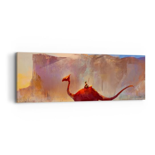 Obraz na płótnie - Gdyby nie wyginęły - 90x30cm - Abstrakcja Dinozaur Fantasy - Nowoczesny Canvas obraz do salonu do sypialni ARTTOR ARTTOR