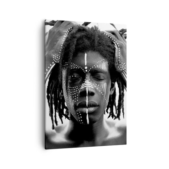 Obraz na płótnie - Gdzie jesteś? - 50x70cm - Afryka Czarno-Biały Afroamerykanin - Nowoczesny Canvas obraz do salonu do sypialni ARTTOR ARTTOR