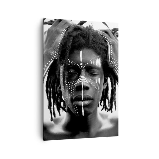 Obraz na płótnie - Gdzie jesteś? - 70x100cm - Afryka Czarno-Biały Afroamerykanin - Nowoczesny foto obraz w ramie do salonu do sypialni ARTTOR ARTTOR