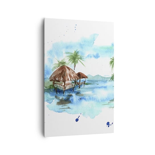 Obraz na płótnie - Gdzieś na Pacyfiku - 80x120cm - Krajobraz Wyspa Palmy - Nowoczesny obraz na ścianę do salonu do sypialni ARTTOR ARTTOR