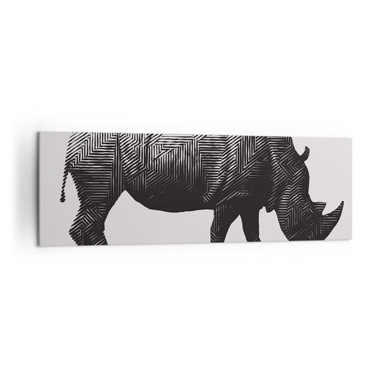 Obraz na płótnie - Geometryczne piękno natury - 160x50cm - Zwierzęta Nosorożec Grafika - Nowoczesny foto obraz w ramie do salonu do sypialni ARTTOR ARTTOR