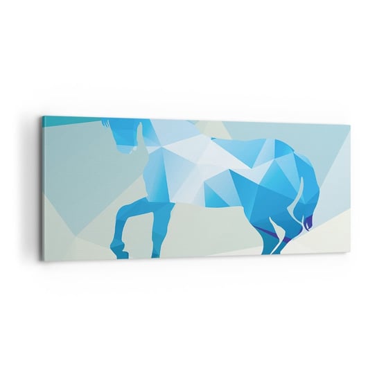 Obraz na płótnie - Geometryczny koń w turkusie - 100x40cm - Zwierzęta Koń Figura Geometryczna - Nowoczesny foto obraz w ramie do salonu do sypialni ARTTOR ARTTOR