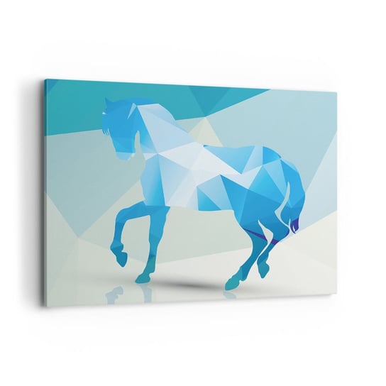 Obraz na płótnie - Geometryczny koń w turkusie - 120x80cm - Zwierzęta Koń Figura Geometryczna - Nowoczesny obraz na ścianę do salonu do sypialni ARTTOR ARTTOR