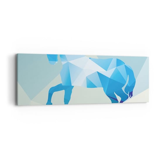 Obraz na płótnie - Geometryczny koń w turkusie - 90x30cm - Zwierzęta Koń Figura Geometryczna - Nowoczesny Canvas obraz do salonu do sypialni ARTTOR ARTTOR