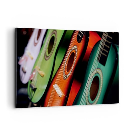 Obraz na płótnie - Gitara ma wiele barw - 100x70cm - Muzyka Gitara Instrument Muzyczny - Nowoczesny foto obraz w ramie do salonu do sypialni ARTTOR ARTTOR
