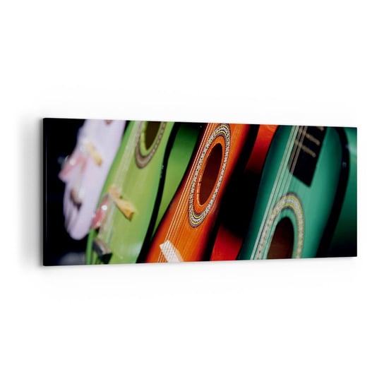 Obraz na płótnie - Gitara ma wiele barw - 120x50cm - Muzyka Gitara Instrument Muzyczny - Nowoczesny obraz na ścianę do salonu do sypialni ARTTOR ARTTOR