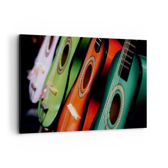 Obraz na płótnie - Gitara ma wiele barw - 120x80cm - Muzyka Gitara Instrument Muzyczny - Nowoczesny obraz na ścianę do salonu do sypialni ARTTOR ARTTOR