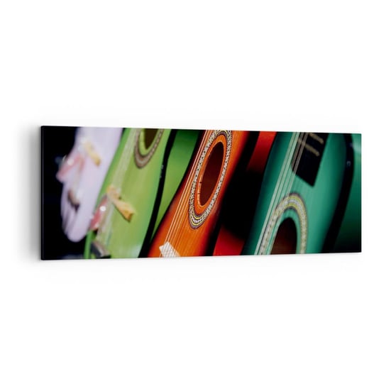 Obraz na płótnie - Gitara ma wiele barw - 140x50cm - Muzyka Gitara Instrument Muzyczny - Nowoczesny Canvas obraz do salonu do sypialni ARTTOR ARTTOR