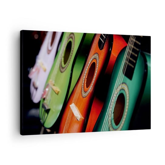 Obraz na płótnie - Gitara ma wiele barw - 70x50cm - Muzyka Gitara Instrument Muzyczny - Nowoczesny Canvas obraz do salonu do sypialni ARTTOR ARTTOR