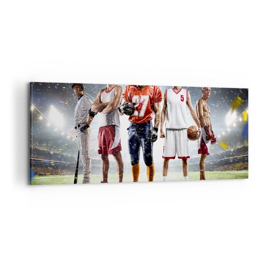 Obraz na płótnie - Gladiatorzy boisk - 100x40cm - Sport Sportowiec Piłka Nożna - Nowoczesny foto obraz w ramie do salonu do sypialni ARTTOR ARTTOR