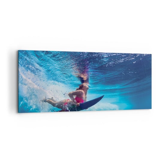 Obraz na płótnie - Głębia radości - 100x40cm - Surfing Kobieta Sport - Nowoczesny foto obraz w ramie do salonu do sypialni ARTTOR ARTTOR