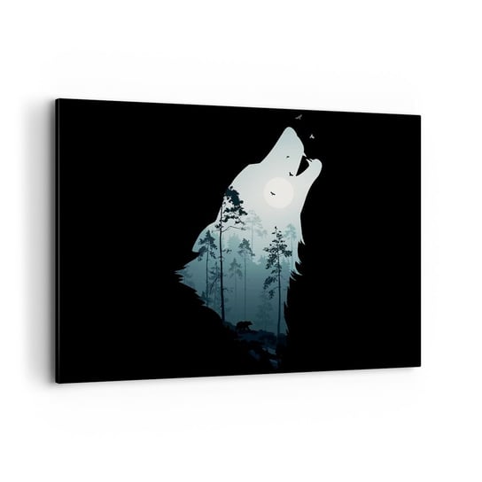 Obraz na płótnie - Głos leśnej nocy - 100x70cm - Abstrakcja Niedźwiedź Jaskinia - Nowoczesny foto obraz w ramie do salonu do sypialni ARTTOR ARTTOR