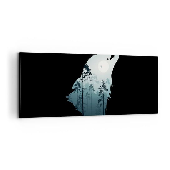 Obraz na płótnie - Głos leśnej nocy - 120x50cm - Abstrakcja Niedźwiedź Jaskinia - Nowoczesny obraz na ścianę do salonu do sypialni ARTTOR ARTTOR