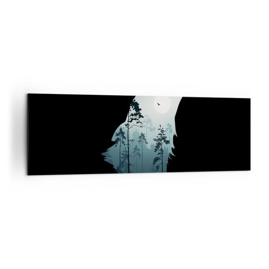 Obraz na płótnie - Głos leśnej nocy - 160x50cm - Abstrakcja Niedźwiedź Jaskinia - Nowoczesny foto obraz w ramie do salonu do sypialni ARTTOR ARTTOR
