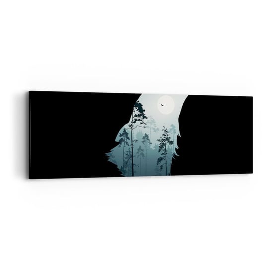 Obraz na płótnie - Głos leśnej nocy - 90x30cm - Abstrakcja Niedźwiedź Jaskinia - Nowoczesny Canvas obraz do salonu do sypialni ARTTOR ARTTOR