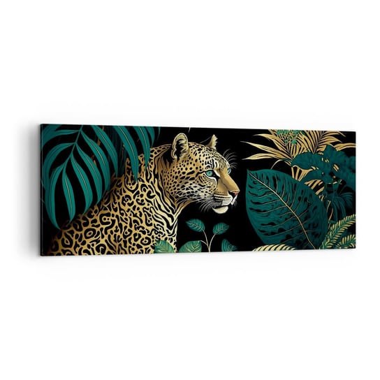 Obraz na płótnie - Gospodarz w dżungli - 140x50cm - Lampart Dżungla Tropikalny - Nowoczesny Canvas obraz do salonu do sypialni ARTTOR ARTTOR
