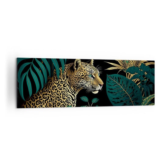 Obraz na płótnie - Gospodarz w dżungli - 160x50cm - Lampart Dżungla Tropikalny - Nowoczesny foto obraz w ramie do salonu do sypialni ARTTOR ARTTOR