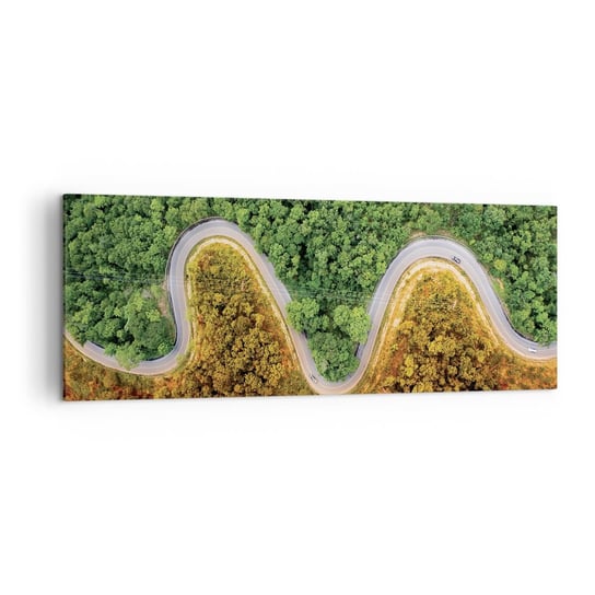 Obraz na płótnie - Granice i przełomy - 140x50cm - Krajobraz Droga Samochodowa Las - Nowoczesny Canvas obraz do salonu do sypialni ARTTOR ARTTOR