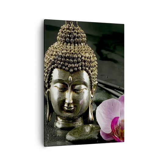 Obraz na płótnie - Harmonia mądrości i piękna - 50x70cm - Budda Religia Wiara - Nowoczesny Canvas obraz do salonu do sypialni ARTTOR ARTTOR
