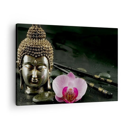 Obraz na płótnie - Harmonia mądrości i piękna - 70x50cm - Budda Religia Wiara - Nowoczesny Canvas obraz do salonu do sypialni ARTTOR ARTTOR