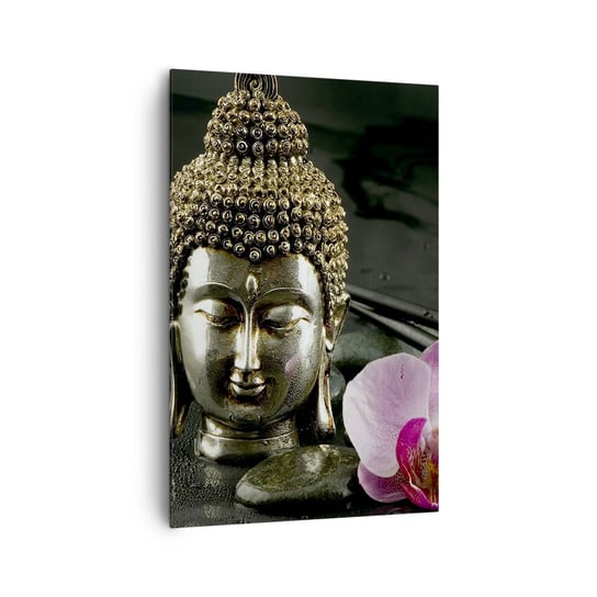 Obraz na płótnie - Harmonia mądrości i piękna - 80x120cm - Budda Religia Wiara - Nowoczesny obraz na ścianę do salonu do sypialni ARTTOR ARTTOR