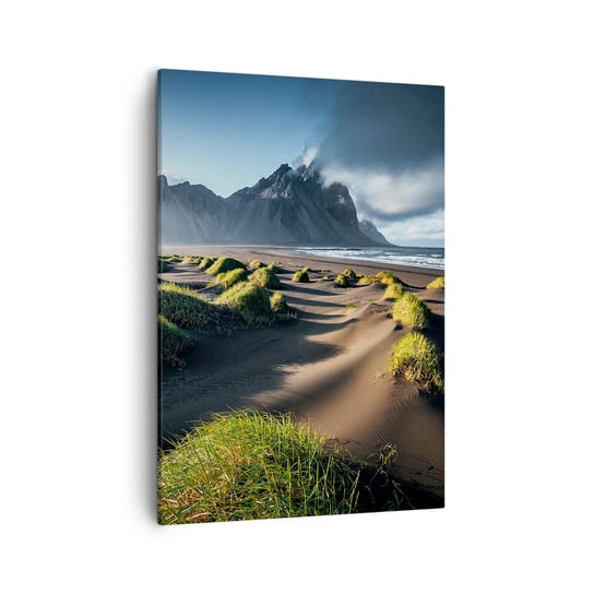 Obraz na płótnie - Harmonia żywiołów - 50x70cm - Krajobraz Islandia Góry - Nowoczesny Canvas obraz do salonu do sypialni ARTTOR ARTTOR