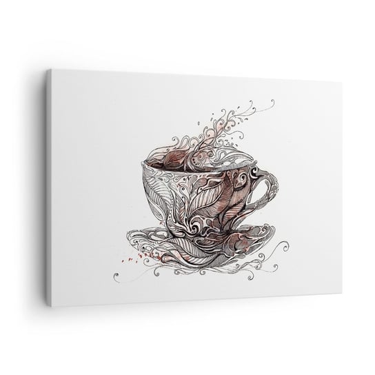 Obraz na płótnie - Herbata dobra na wszystko - 70x50cm - Abstrakcja Filiżanka Espresso - Nowoczesny Canvas obraz do salonu do sypialni ARTTOR ARTTOR