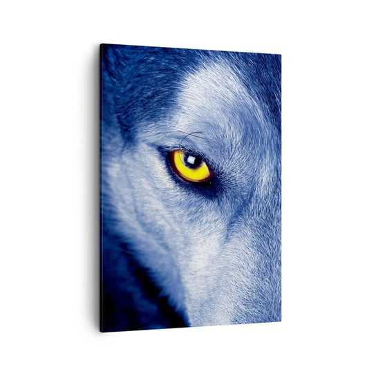 Obraz na płótnie - Hipnotyzujące spojrzenie - 50x70cm - Zwierzęta Wilk Oczy - Nowoczesny Canvas obraz do salonu do sypialni ARTTOR ARTTOR