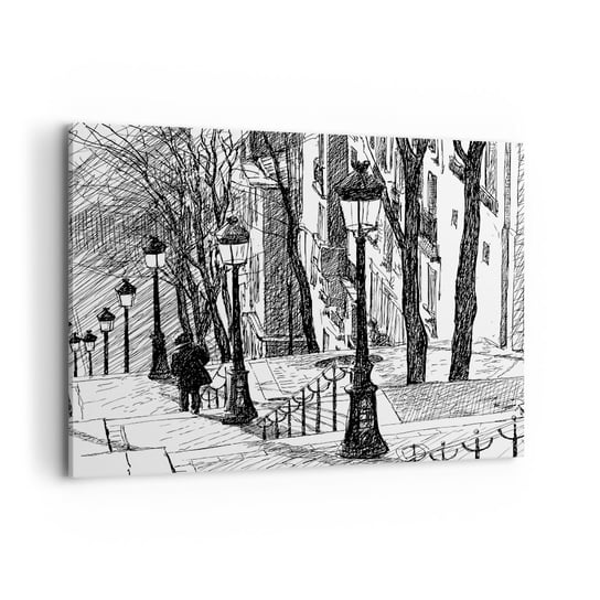 Obraz na płótnie - Historia miłosna czy opowieśc grozy? - 100x70cm - Montmartre Architektura Paryż - Nowoczesny foto obraz w ramie do salonu do sypialni ARTTOR ARTTOR