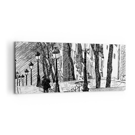 Obraz na płótnie - Historia miłosna czy opowieśc grozy? - 120x50cm - Montmartre Architektura Paryż - Nowoczesny obraz na ścianę do salonu do sypialni ARTTOR ARTTOR