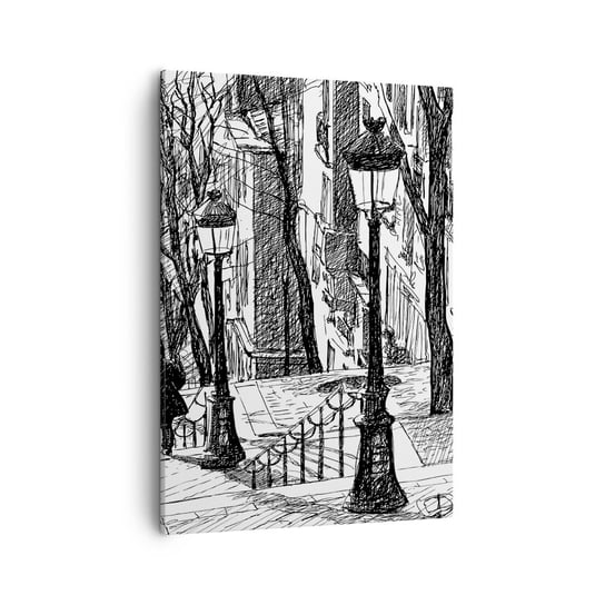 Obraz na płótnie - Historia miłosna czy opowieśc grozy? - 50x70cm - Montmartre Architektura Paryż - Nowoczesny Canvas obraz do salonu do sypialni ARTTOR ARTTOR