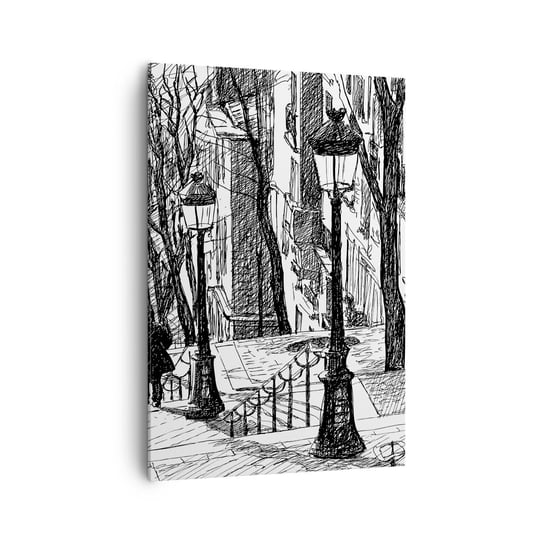 Obraz na płótnie - Historia miłosna czy opowieśc grozy? - 70x100cm - Montmartre Architektura Paryż - Nowoczesny foto obraz w ramie do salonu do sypialni ARTTOR ARTTOR