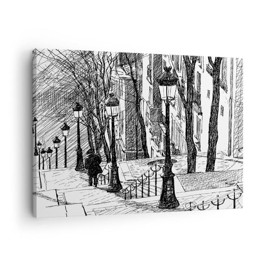 Obraz na płótnie - Historia miłosna czy opowieśc grozy? - 70x50cm - Montmartre Architektura Paryż - Nowoczesny Canvas obraz do salonu do sypialni ARTTOR ARTTOR