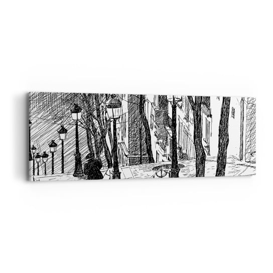 Obraz na płótnie - Historia miłosna czy opowieśc grozy? - 90x30cm - Montmartre Architektura Paryż - Nowoczesny Canvas obraz do salonu do sypialni ARTTOR ARTTOR